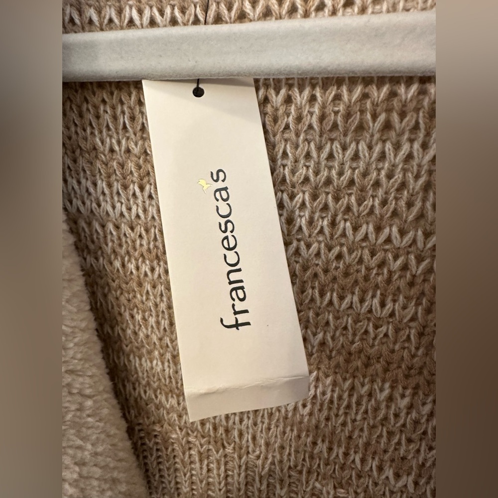 NWT! Francesca's Alya Ivory Taupe Faux Suede Sherpa Sweater Vest - Picture 6 of 8
